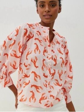 Anthropologie Lobster Print Button-Down Shirt